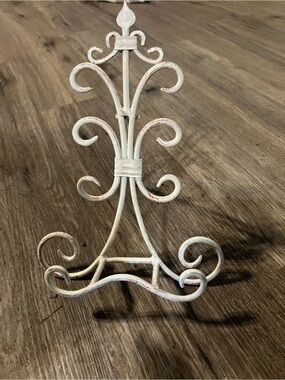 White Distressed Metal cookbook holder